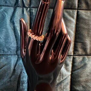 Bomb Party two Color Golden Pear CZ ring clear and green sz7